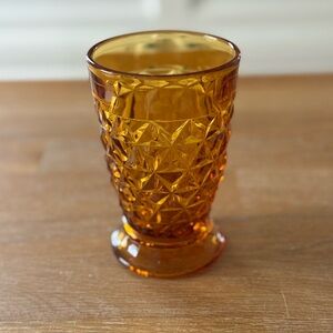 Vintage Indiana Glass Whitehall Amber Cubist Footed Tumbler
